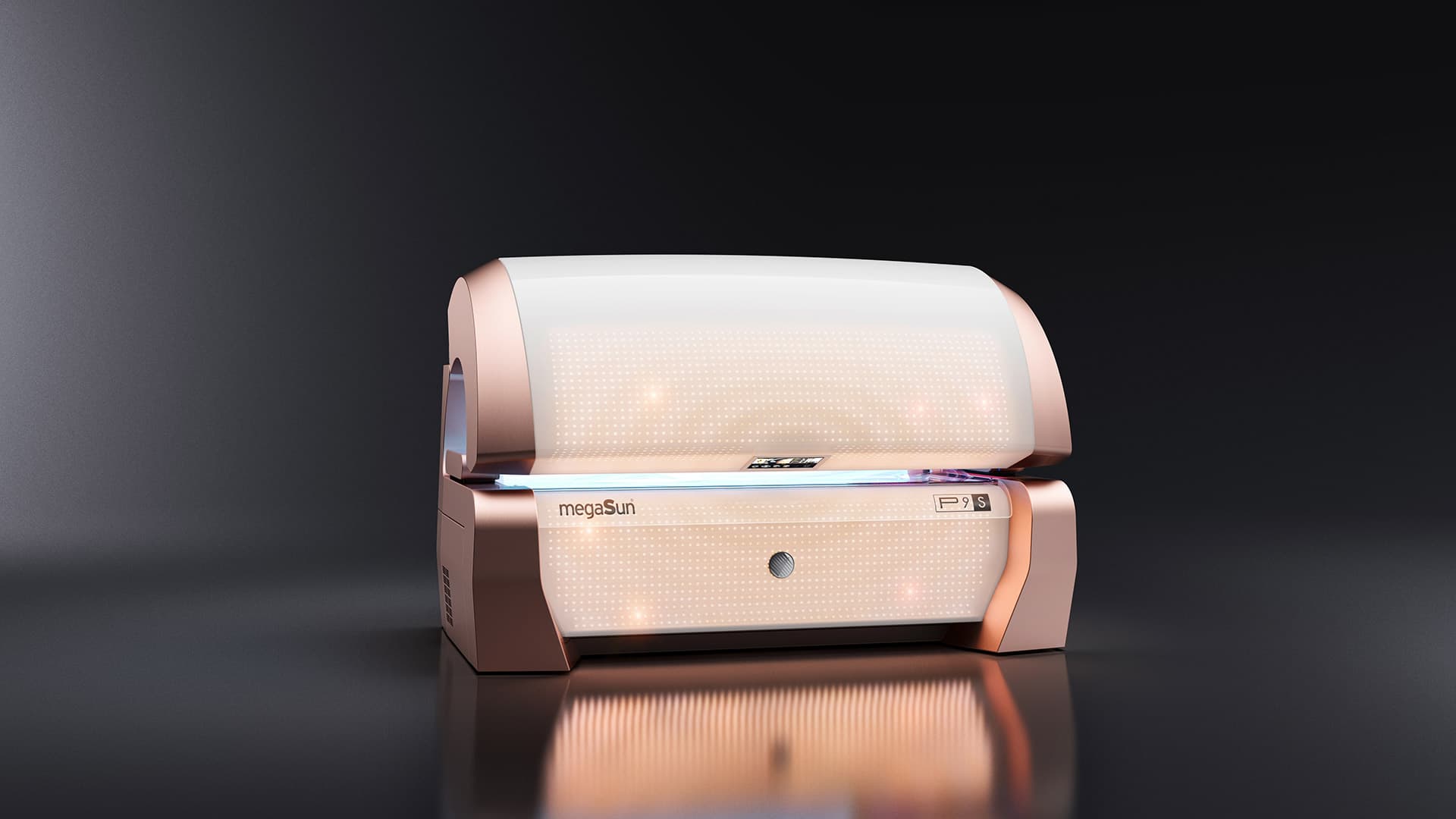 MegaSun Porsche P9S – Frontansicht im Studio-F.-A.-Porsche-Design im Members Club – Sonnenstudio & Solarium in Hamburg