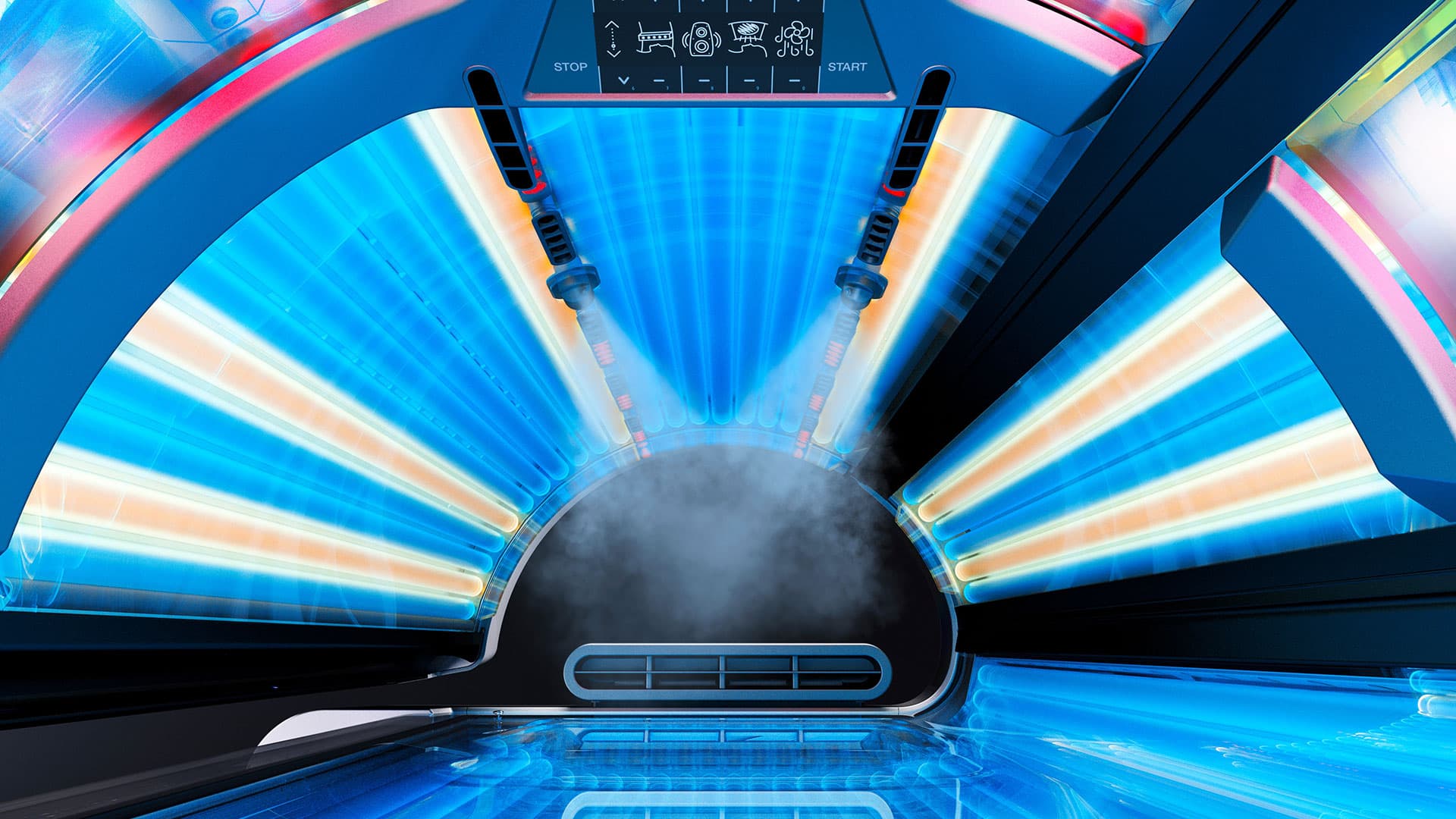 MegaSun Porsche P9S – geschlossene Liege mit ExtraSun und AquaCool im Members Club – Sonnenstudio & Solarium in Hamburg