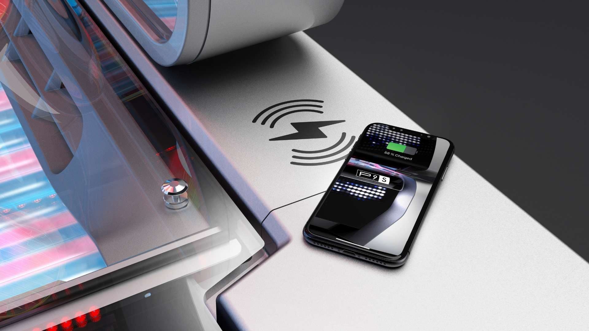 MegaSun Porsche P9S – induktives Wireless Charging für das Smartphone im Members Club – Sonnenstudio & Solarium in Hamburg
